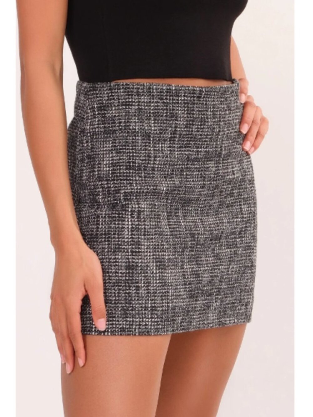 J. Crew Vintage Tweed Wool Blend Lined Pencil Mini Skirt, Black/White - Size 8